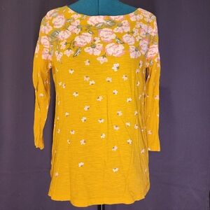 3/$20 LOFT Mustard Yellow Floral Top